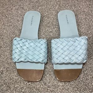 Tahari Woven Slide Sandals Womens Size 8.5 Tristina Aqua Shoes